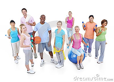 Group of Healthy People in the Fitness Stock Photo