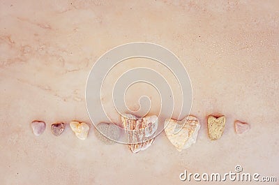 Heart pebbles decoration pastel tone Stock Photo