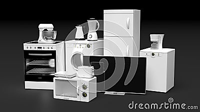 Group of home appliances Stock Photo