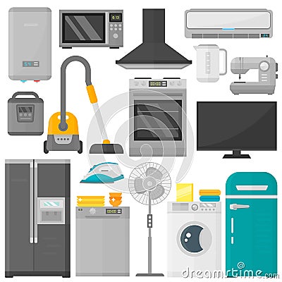 Group of home appliances vector set. Vector Illustration