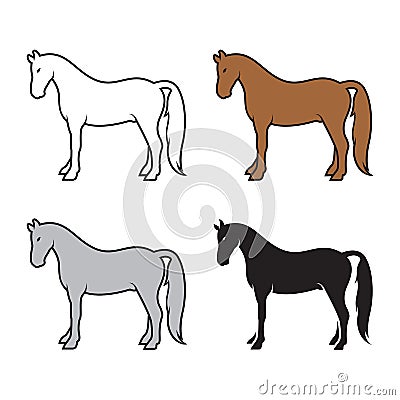 Group of horse on a white background. Animals. Vector Illustration