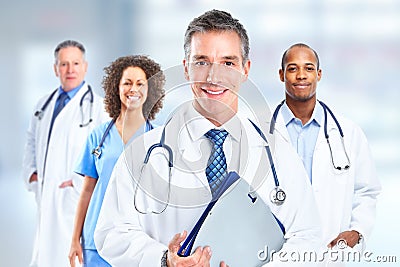 Group of hospital doctors. Stock Photo