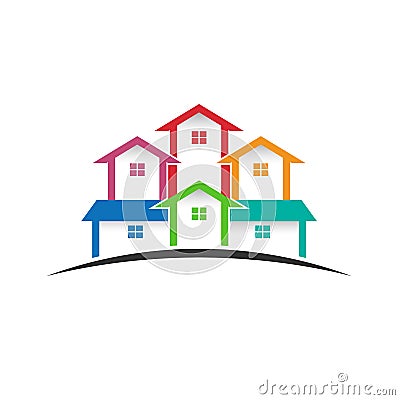 Group of houses logo in horizon Vector Illustration