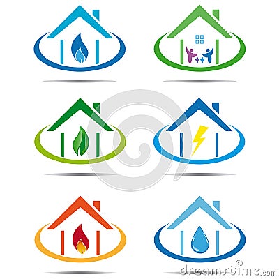 Group of icon house with utility Vector Illustration