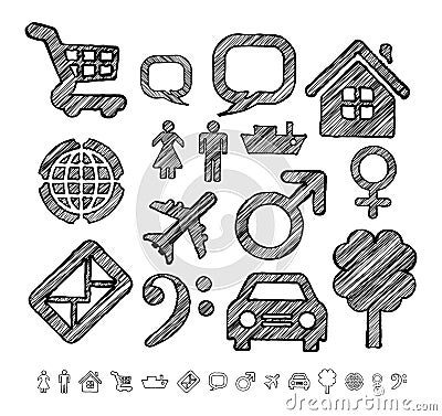 Group of icons for infographic in doodle style Vector Illustration