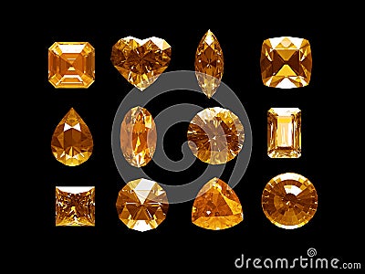 Group of imperial topaz with clipping path Stock Photo