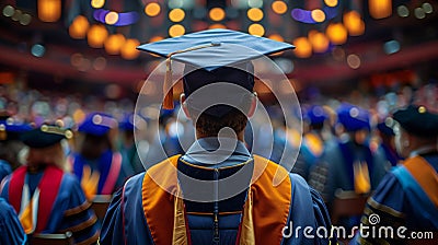 Group of People in Graduation Caps and Gowns. Stock Photo