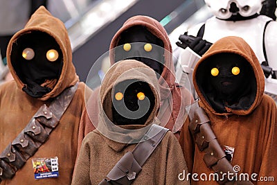 Group of Jawa into the comic con in Montreal Editorial Stock Photo