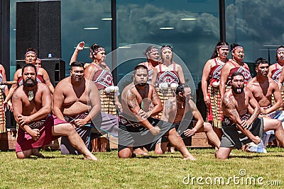 Maori men performing haka, New Zealand Editorial Stock Photo