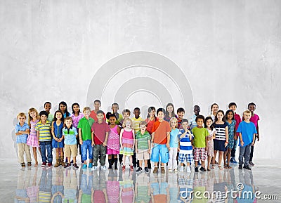 Group Kids Children Diversed Casual Together Global Concept Stock Photo
