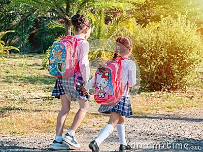 Group of kids going to school together, back to school Editorial Stock Photo