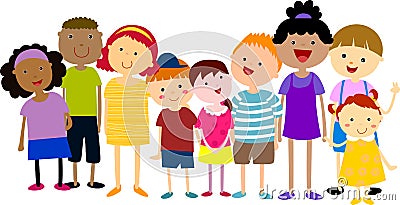 Group of kids having fun Vector Illustration