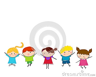 Group of kids having fun Vector Illustration