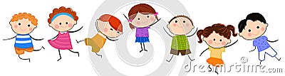 Group of kids having fun Vector Illustration