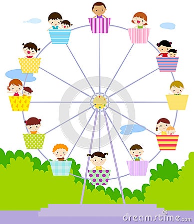 Group of kids playing Vector Illustration