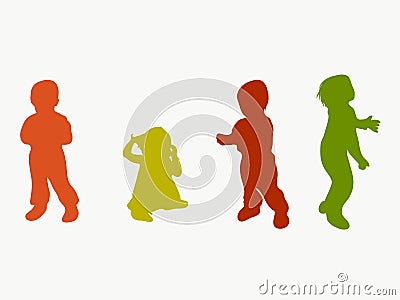 A group of Kids Silhouette vector illustration Stock Photo