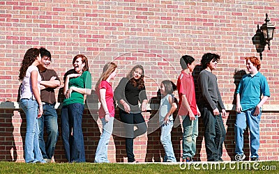 Group of kids talking Stock Photo