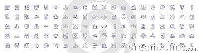 Group line icons signs set. Design collection of Collective, Crowd, Clique, Congregation, Conglomeration, Fraternity Vector Illustration