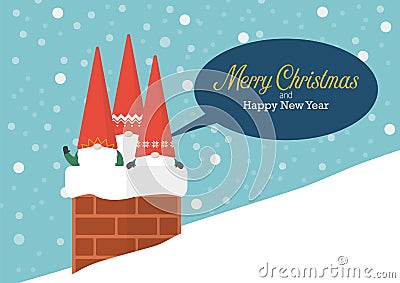 Group of Little Santa in chimney Vector Illustration