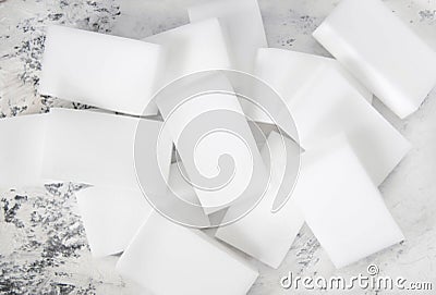 Group of melamine sponges on a white background Stock Photo