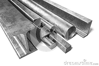 Group of metal production. 3D Stock Photo