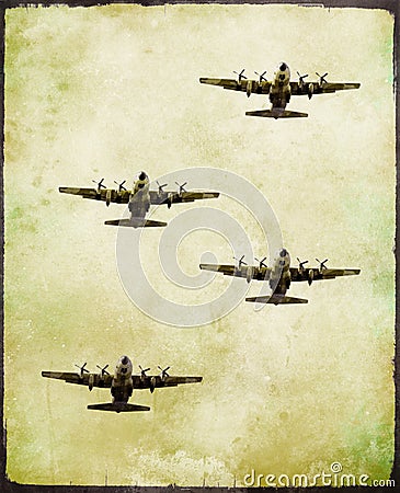 Group of military fighter plane in grunge style Stock Photo