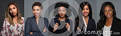 Group of 5 Minority African American Woman Stock Photo