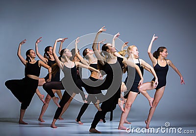 The group of modern ballet dancers Stock Photo