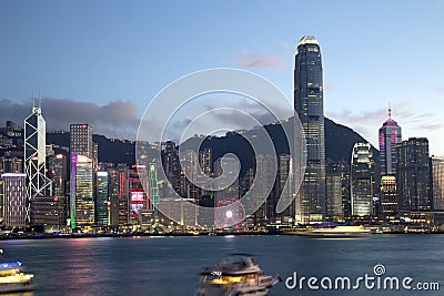 City Hongkong China skyline sunset scenes Editorial Stock Photo
