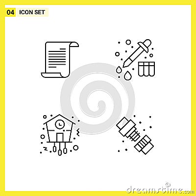 Group of 4 Modern Filledline Flat Colors Set for file, time, usa, drop, time Vector Illustration