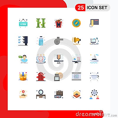 Group of 25 Modern Flat Colors Set for traffic, cell, chicken, phone, location Vector Illustration