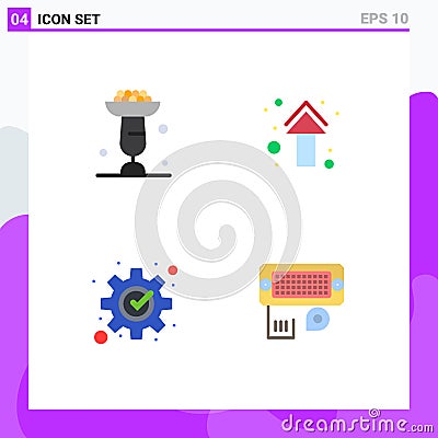 Group of 4 Modern Flat Icons Set for baking, straight, cupsakes, arrows, fix Vector Illustration