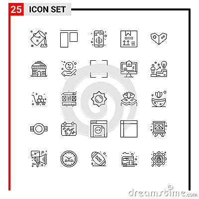 Group of 25 Modern Lines Set for videogame, programing, detail, development, coding Stock Photo