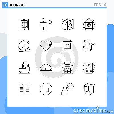 Group of 16 Modern Outlines Set for infant, baby, location, plus, commerce Vector Illustration