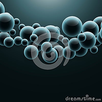 group of molecules floating in dark background with light effect Vector Illustration