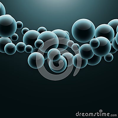 Group of molecules floating in dark background with light effect Vector Illustration