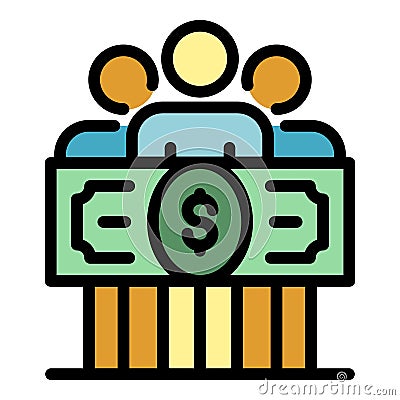 Group money allowance icon color outline vector Vector Illustration