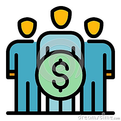 Group money crowdfunding icon color outline vector Vector Illustration