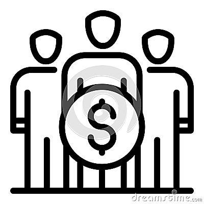 Group money crowdfunding icon, outline style Vector Illustration