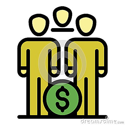 Group money invest icon color outline vector Vector Illustration