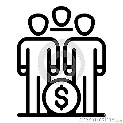 Group money invest icon, outline style Vector Illustration