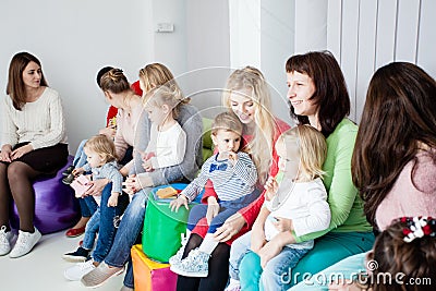 Group of mothers with kids Stock Photo