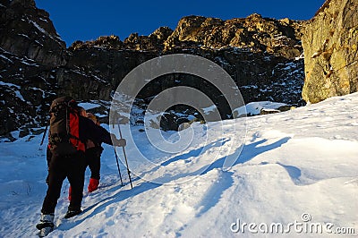 Group of mountaineers Stock Photo