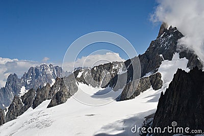 Group mountains of Mont Blanc in the summertime Stock Photo