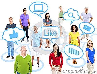 Group of Multi-Ethnic People Connected Through Social Media Stock Photo