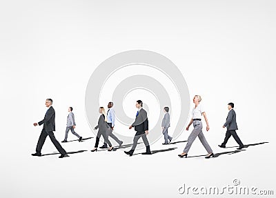 Group Multi-Ethnical Business People Walking Concept Stock Photo