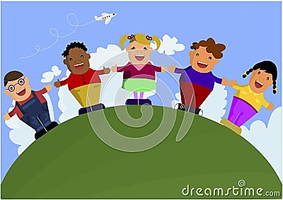 Group of multicultural kids Vector Illustration