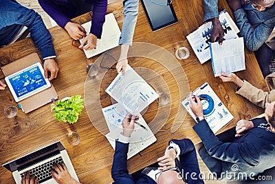 Group of Multiethnic Busy People Working in an Office Stock Photo