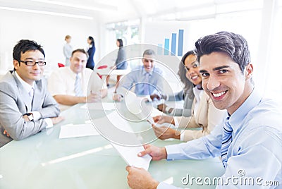 Group of Multiethnic Corporate People having a Business Meeting Stock Photo