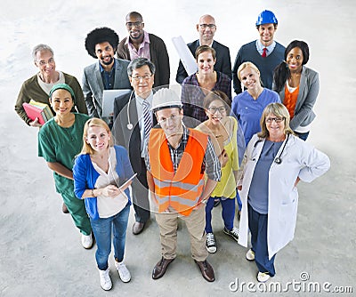 Group of Multiethnic Diverse People with Different Jobs Stock Photo